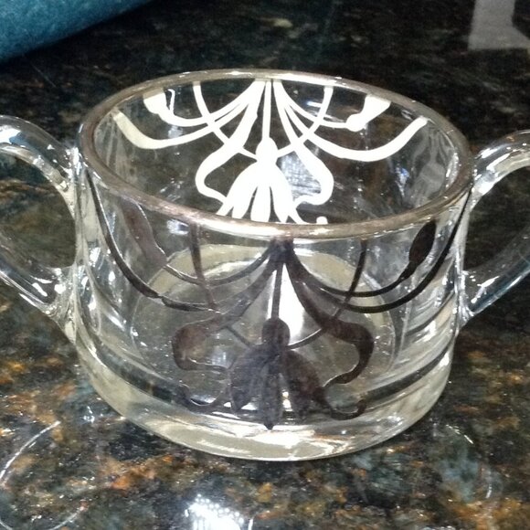 ANTIQUE Cream/Sugar and Ind. Salts, Traditional, Regency, Classic, Silver Inlaid - Picture 7 of 11